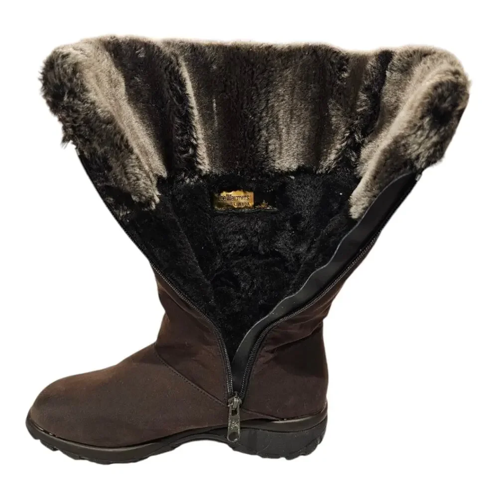 Toe Warmers Janet Brown Faux Fur Lined Winter Boots Made in Canada 7.5 M
